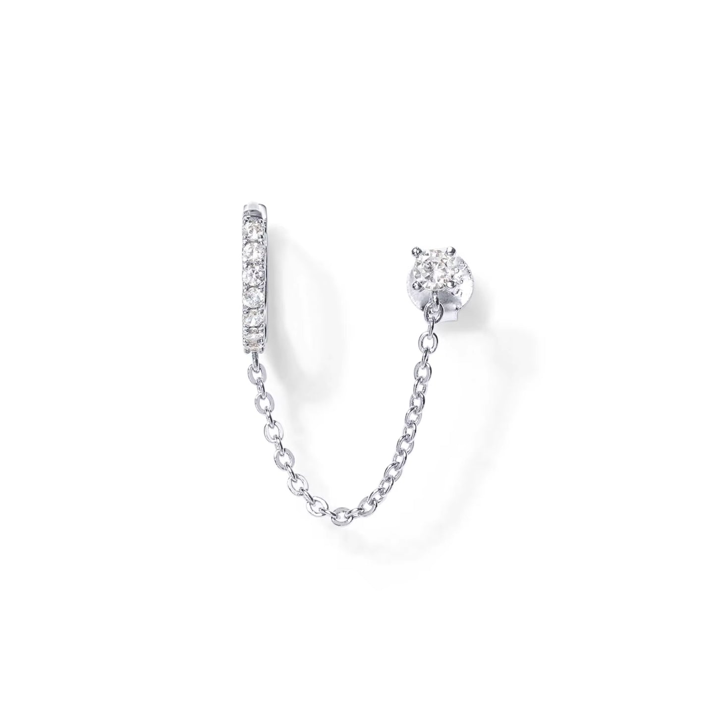 Aretes Modernos con Cadena para Doble Perforación – Aros de Oro 14K