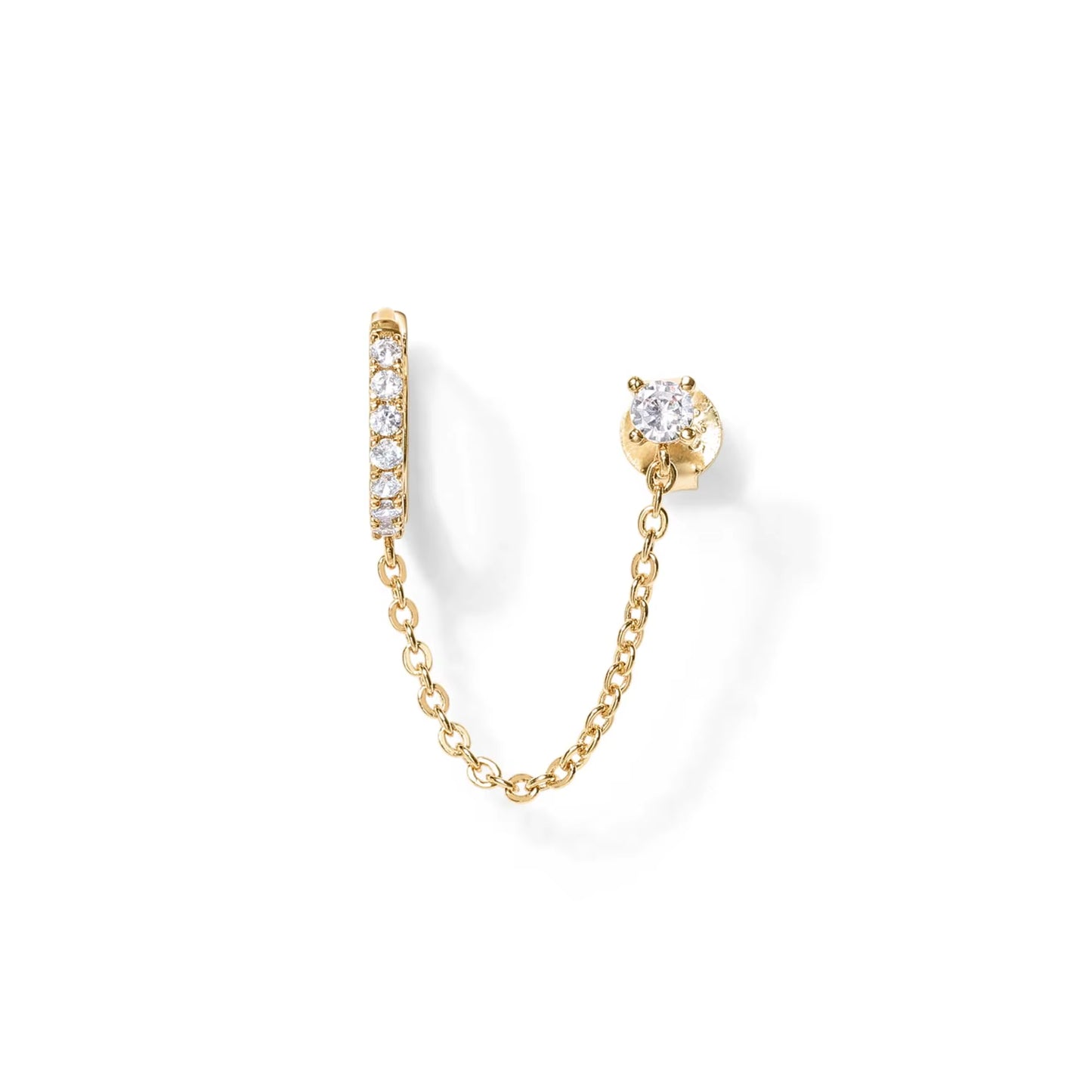 Aretes Modernos con Cadena para Doble Perforación – Aros de Oro 14K