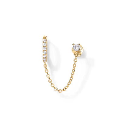 Aretes Modernos con Cadena para Doble Perforación – Aros de Oro 14K