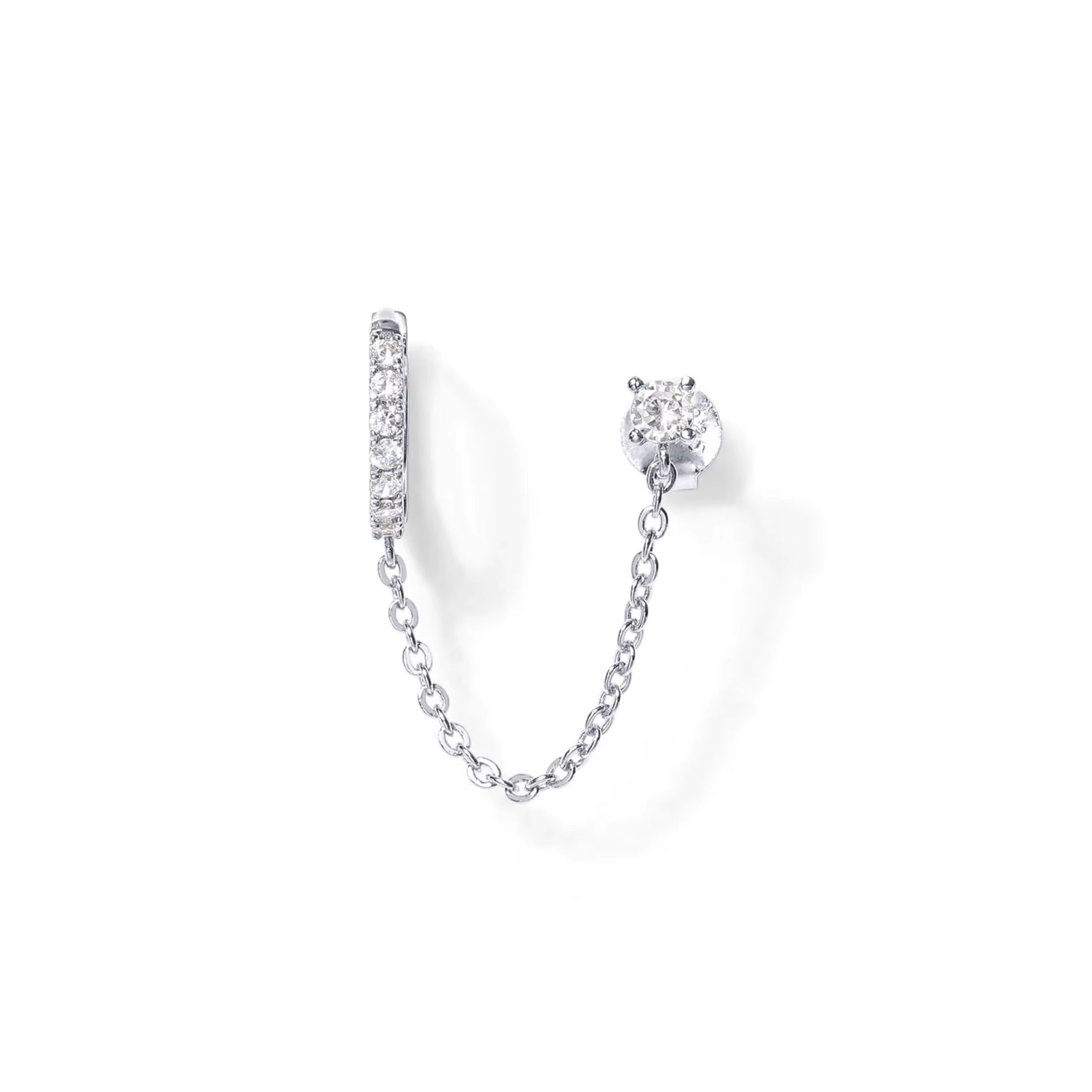Aretes Modernos con Cadena para Doble Perforación – Aros de Oro 14K
