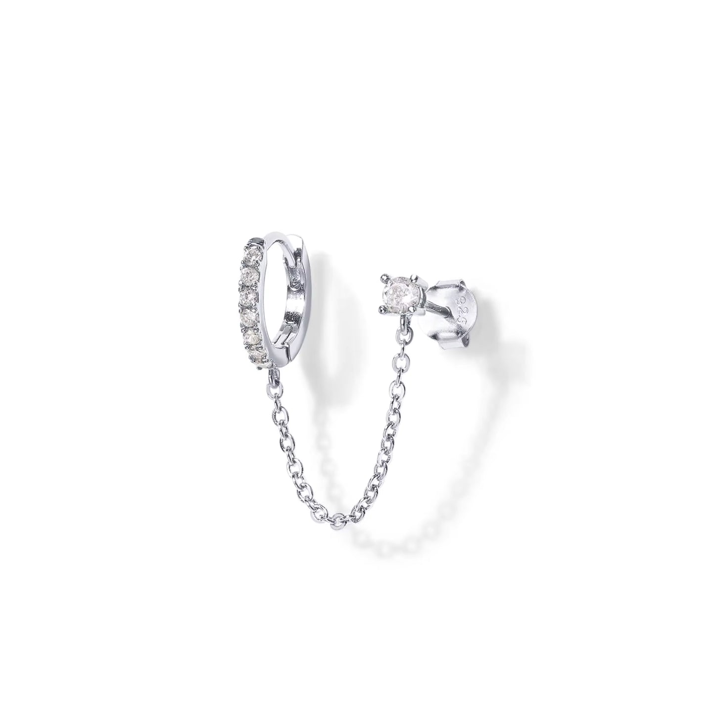 Aretes Modernos con Cadena para Doble Perforación – Aros de Oro 14K