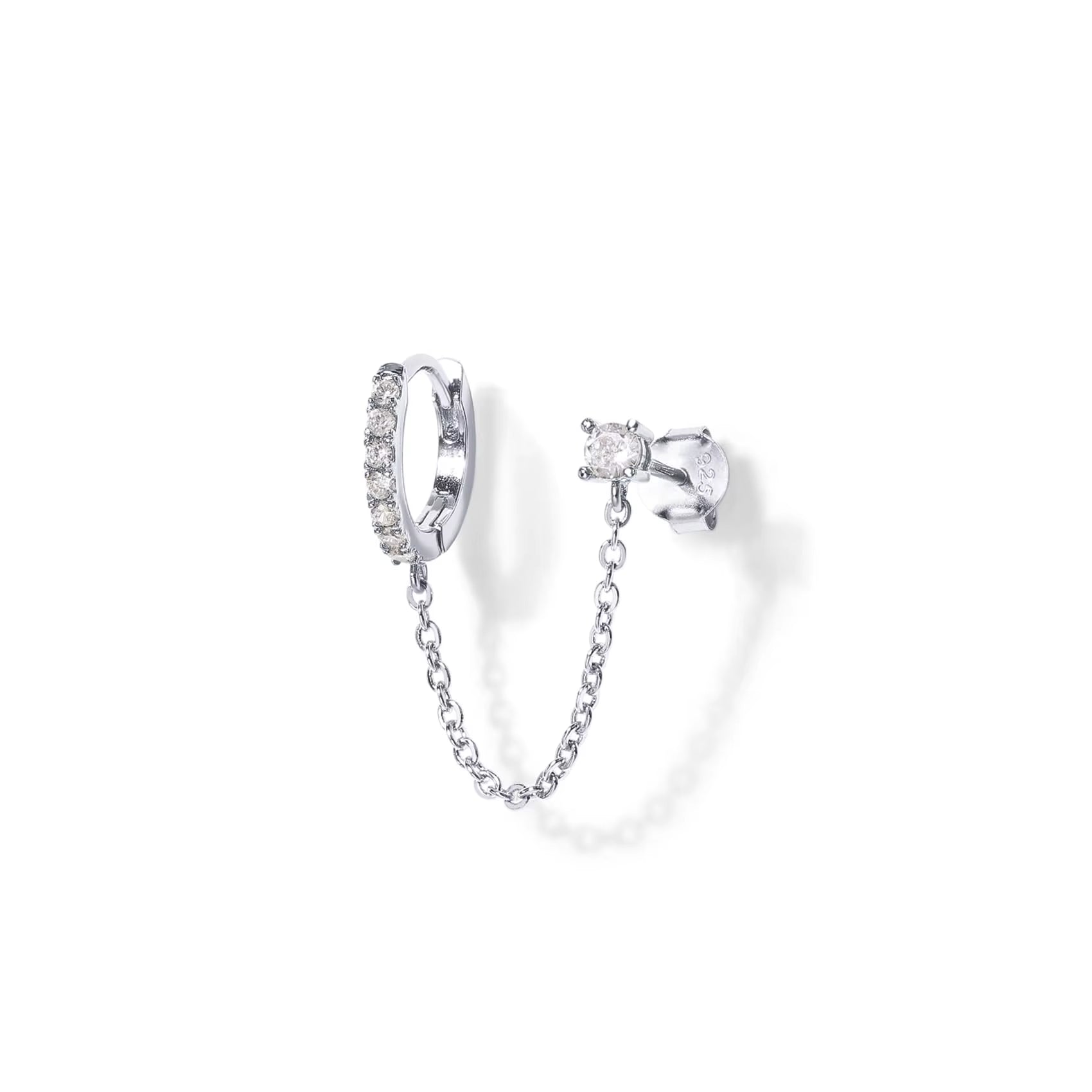 Aretes Modernos con Cadena para Doble Perforación – Aros de Oro 14K