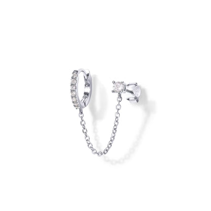 Aretes Modernos con Cadena para Doble Perforación – Aros de Oro 14K